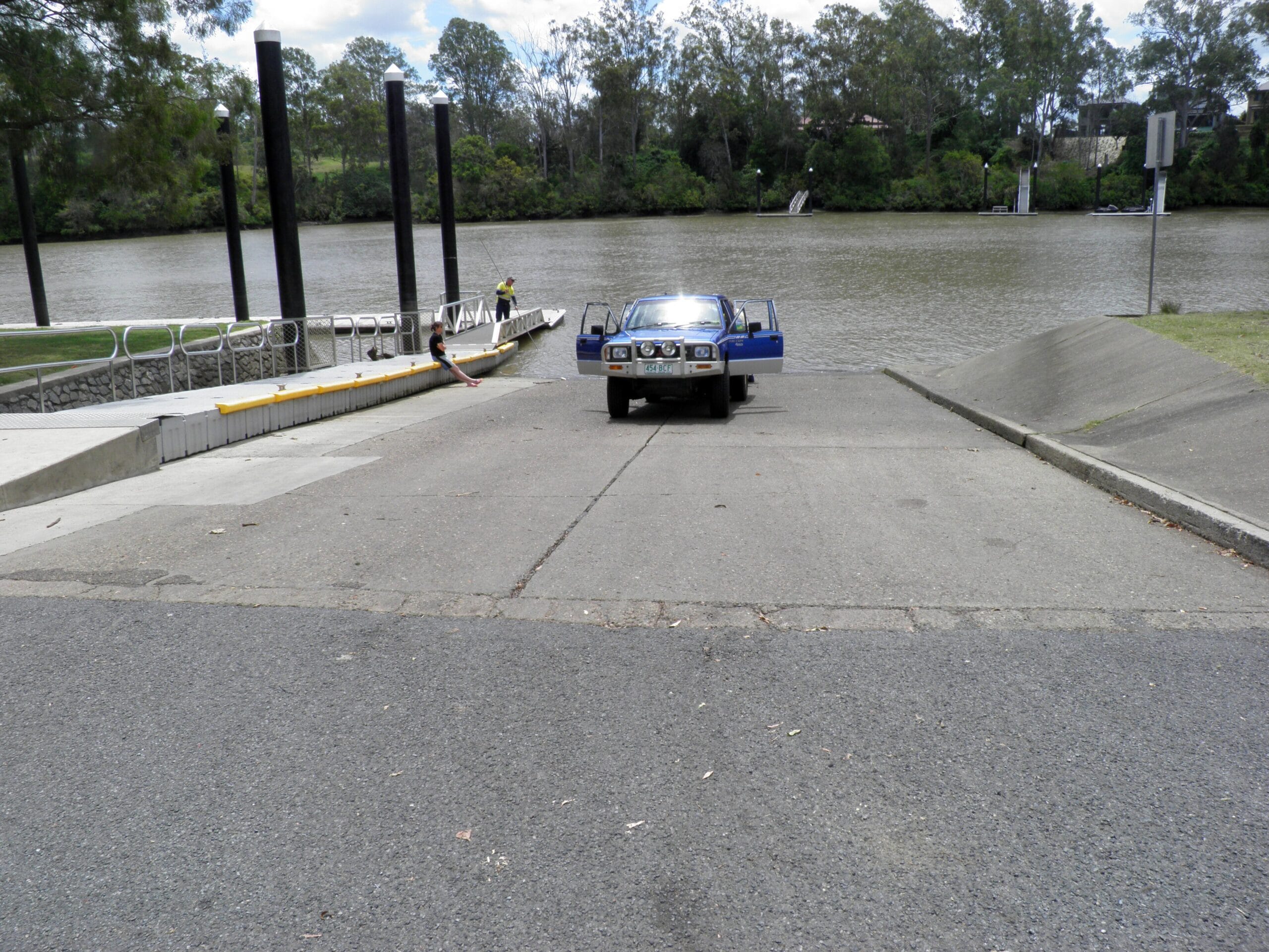 Double boat ramp at Jindalee Boat Ramp Park, Jindalee. There is also a single pontoon in this park.